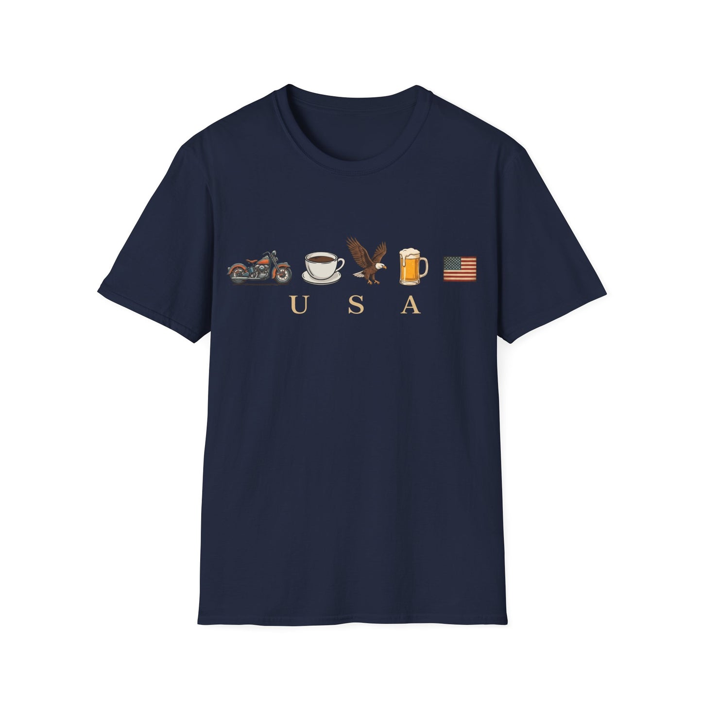 Motorcycle, Coffee, Eagle & Beer Patriotic Tee T-Shirt