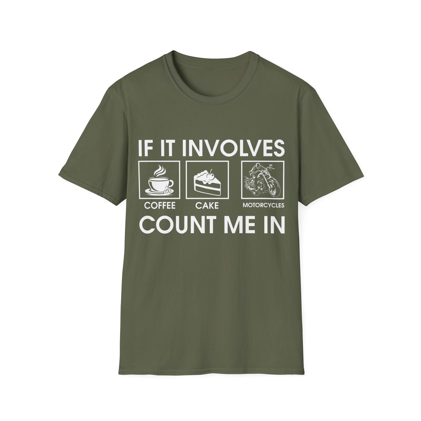 If It Involves Coffee, Cake & Motorcycles T-Shirt