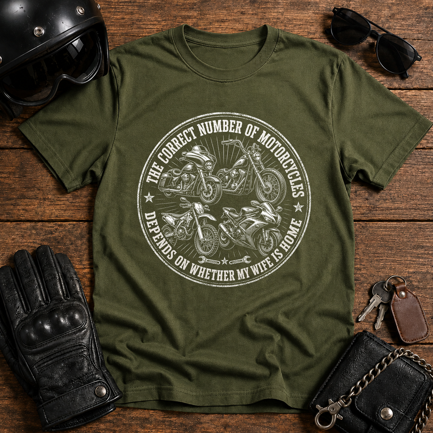 The Correct Number Of Motorcycles Depends On Whether My Wife Is Home T-Shirt