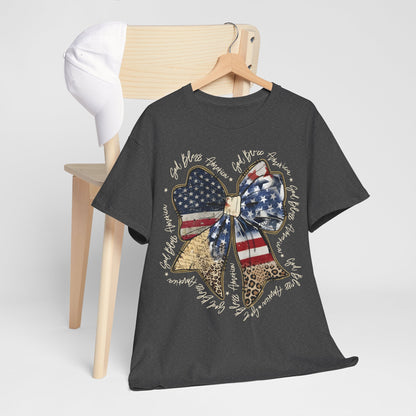 Patriotic American Flag Bow T-Shirt