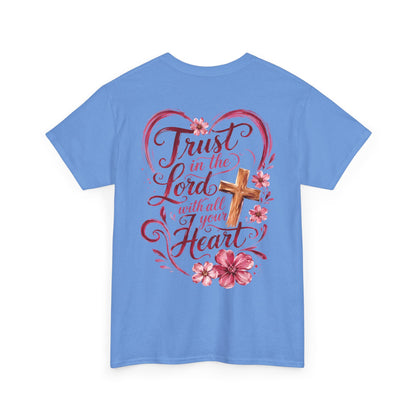 “Trust in the Lord with All Your Heart” Floral Cross Tee
