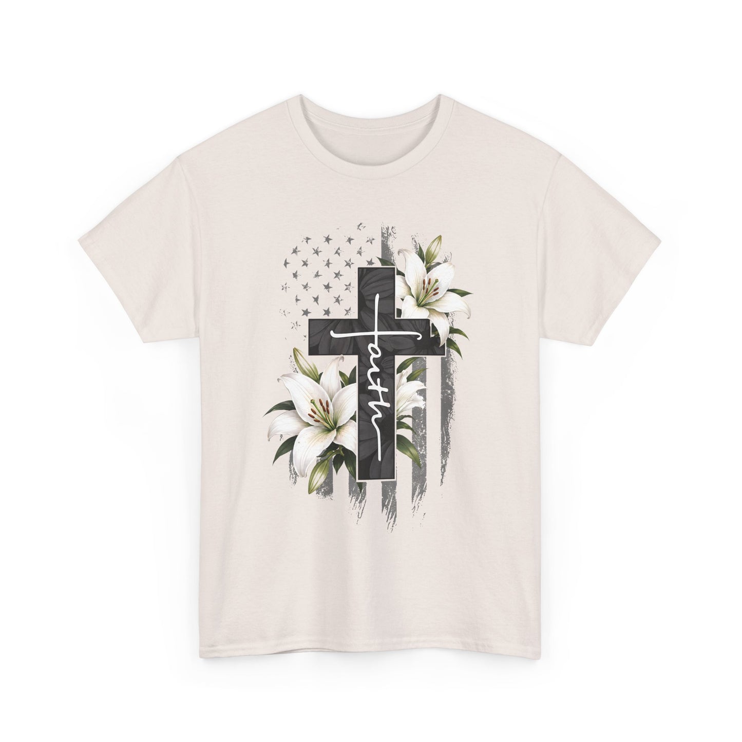 Faith Cross T-Shirt with Lilies