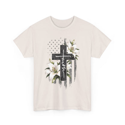 Faith Cross T-Shirt with Lilies