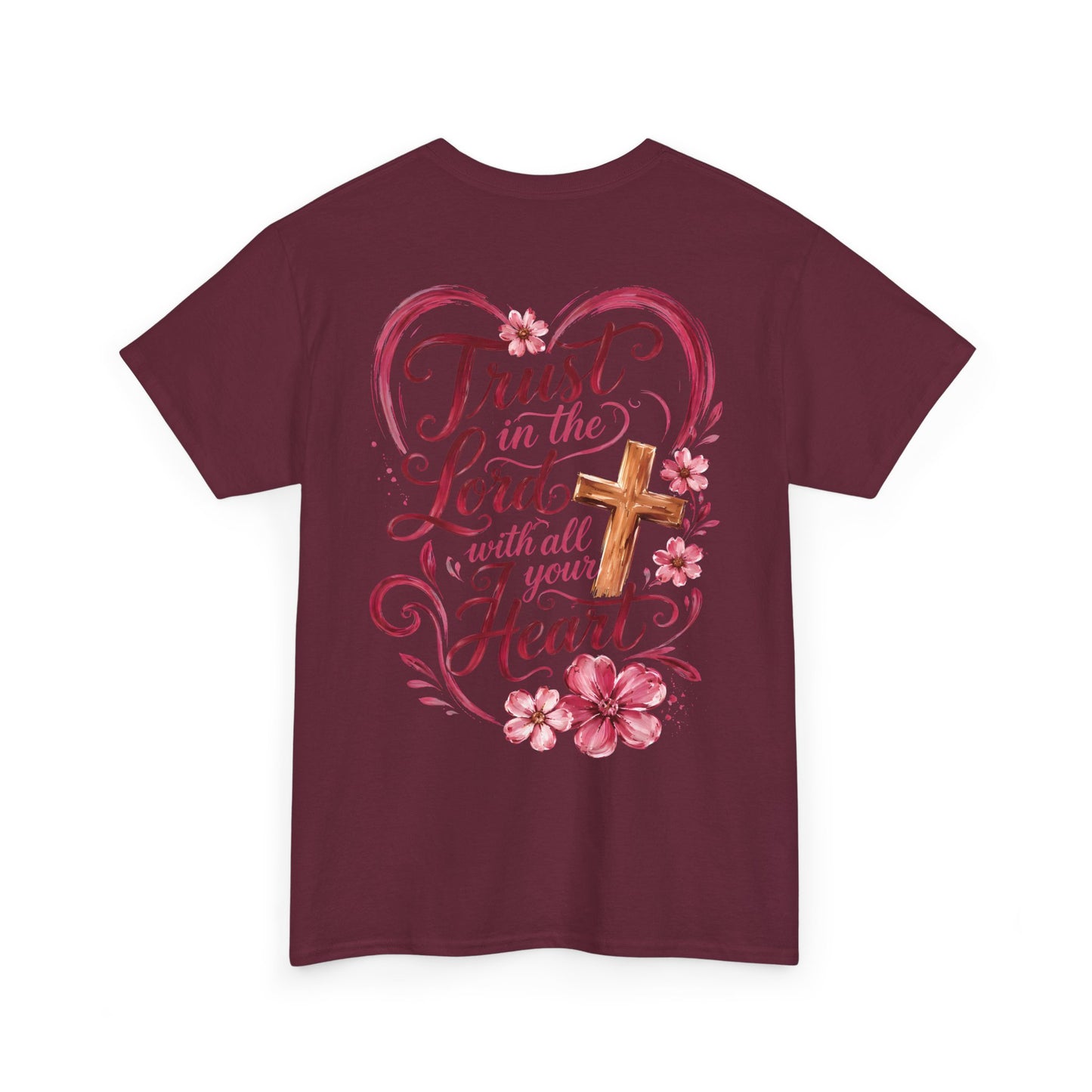 “Trust in the Lord with All Your Heart” Floral Cross Tee
