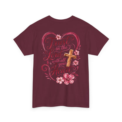 “Trust in the Lord with All Your Heart” Floral Cross Tee