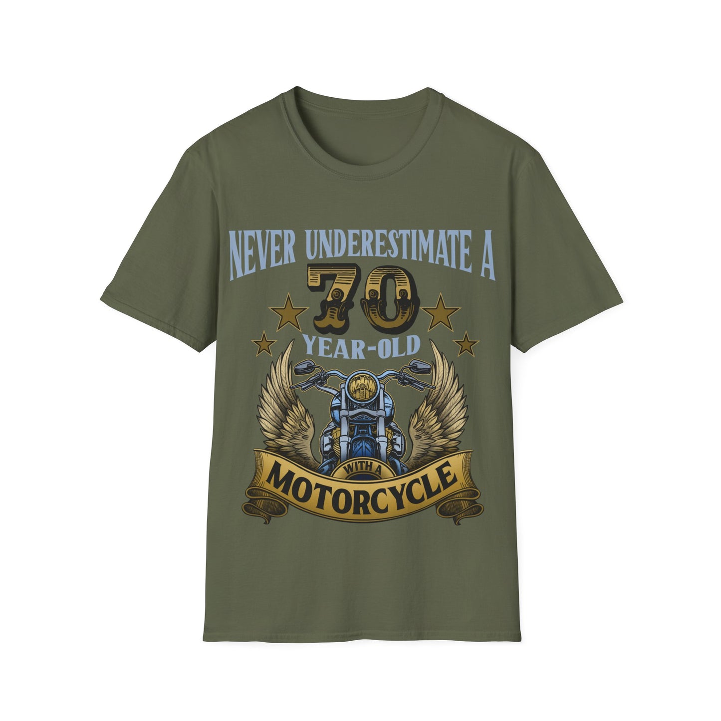Never Underestimate a 70-Year-Old Motorcycle  T-Shirt
