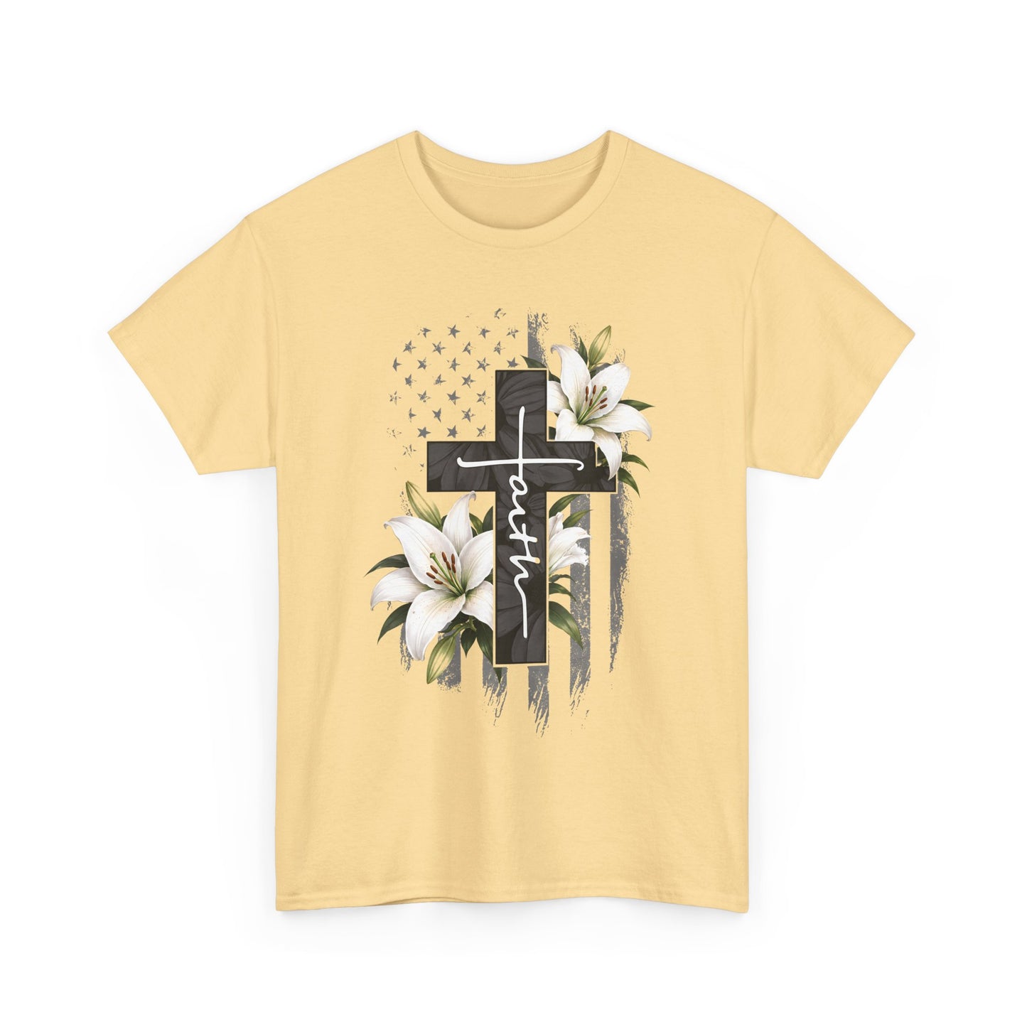 Faith Cross T-Shirt with Lilies