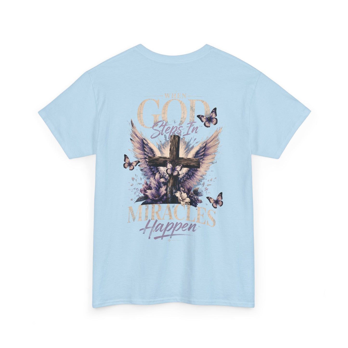 Christian Tee — "When God Steps In" Inspirational Cross T‑Shirt