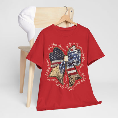 Patriotic American Flag Bow T-Shirt