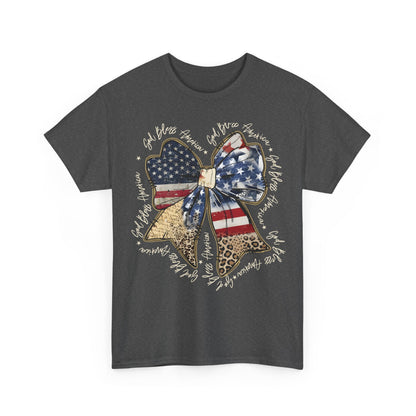 Patriotic American Flag Bow T-Shirt