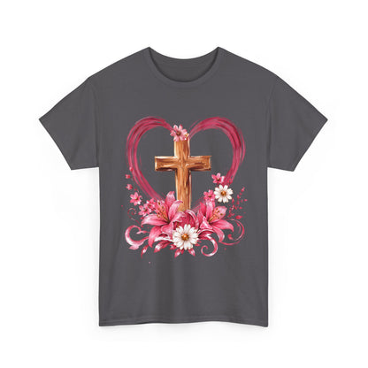 “Trust in the Lord with All Your Heart” Floral Cross Tee