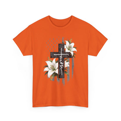 Faith Cross T-Shirt with Lilies