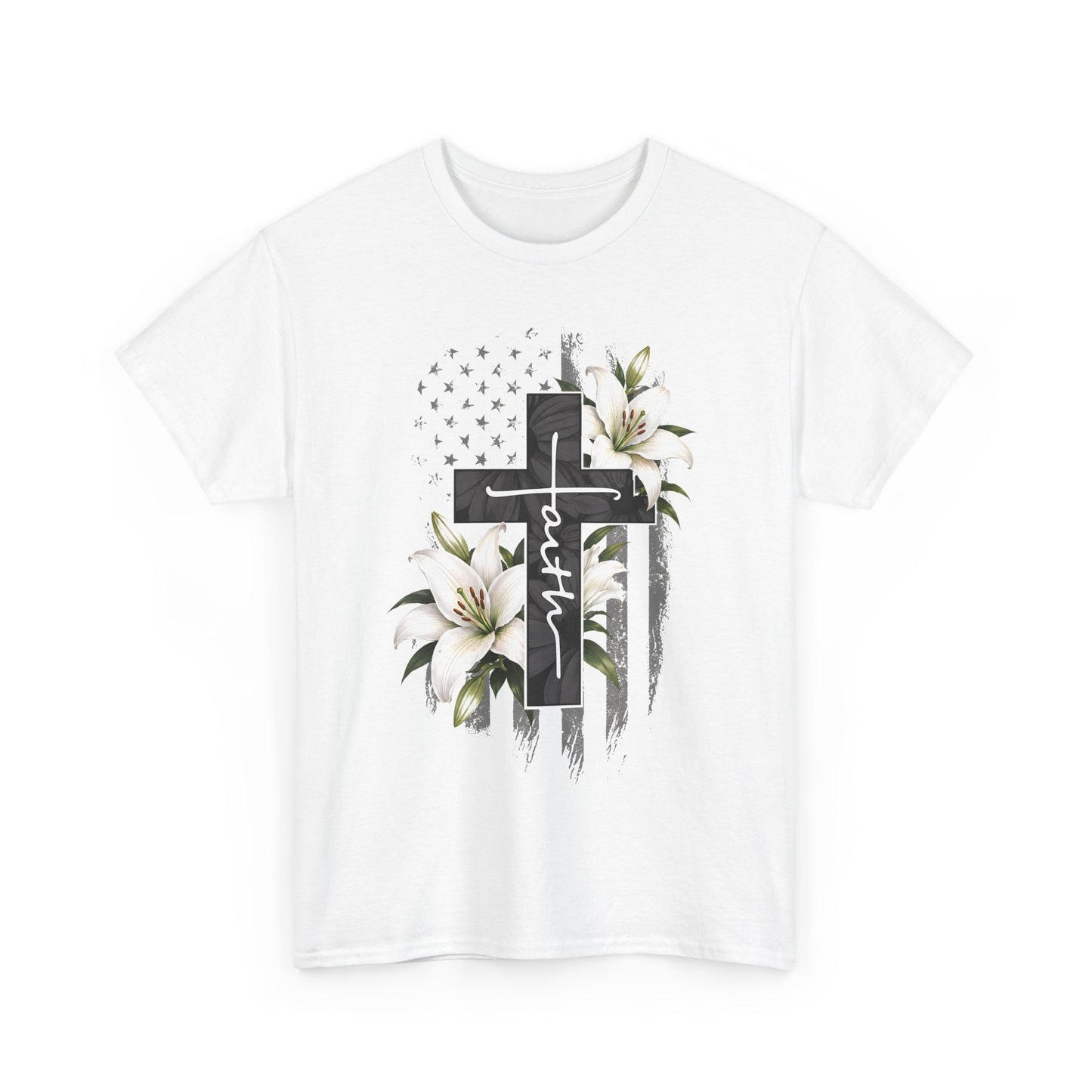 Faith Cross T-Shirt with Lilies