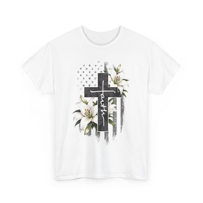 Faith Cross T-Shirt with Lilies
