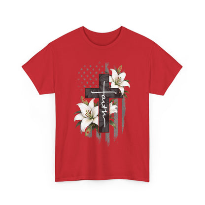 Faith Cross T-Shirt with Lilies