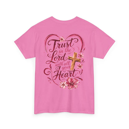 “Trust in the Lord with All Your Heart” Floral Cross Tee