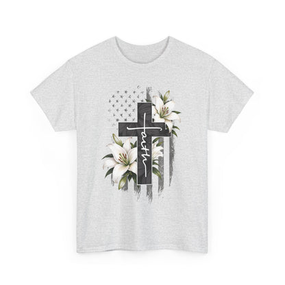 Faith Cross T-Shirt with Lilies