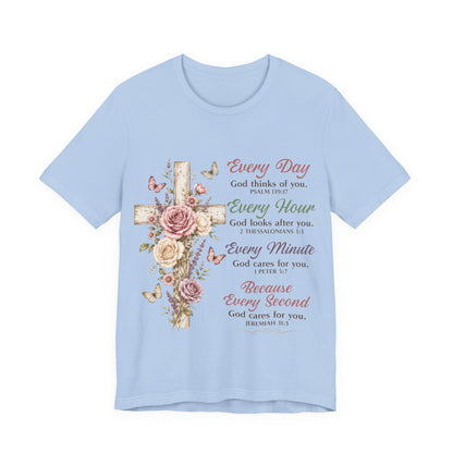Every Day Every Second Cross Floral -Christian Women T-Shirt