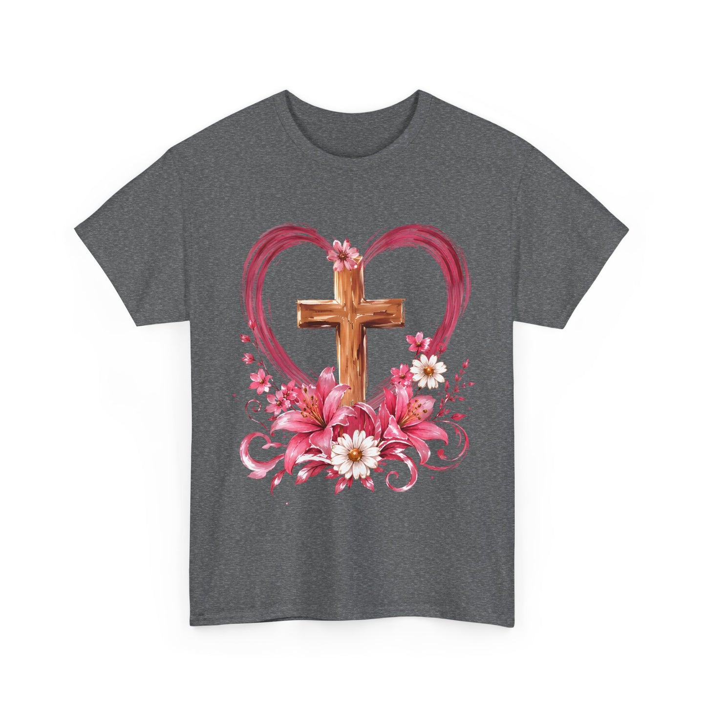 “Trust in the Lord with All Your Heart” Floral Cross Tee