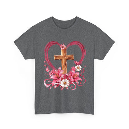 “Trust in the Lord with All Your Heart” Floral Cross Tee