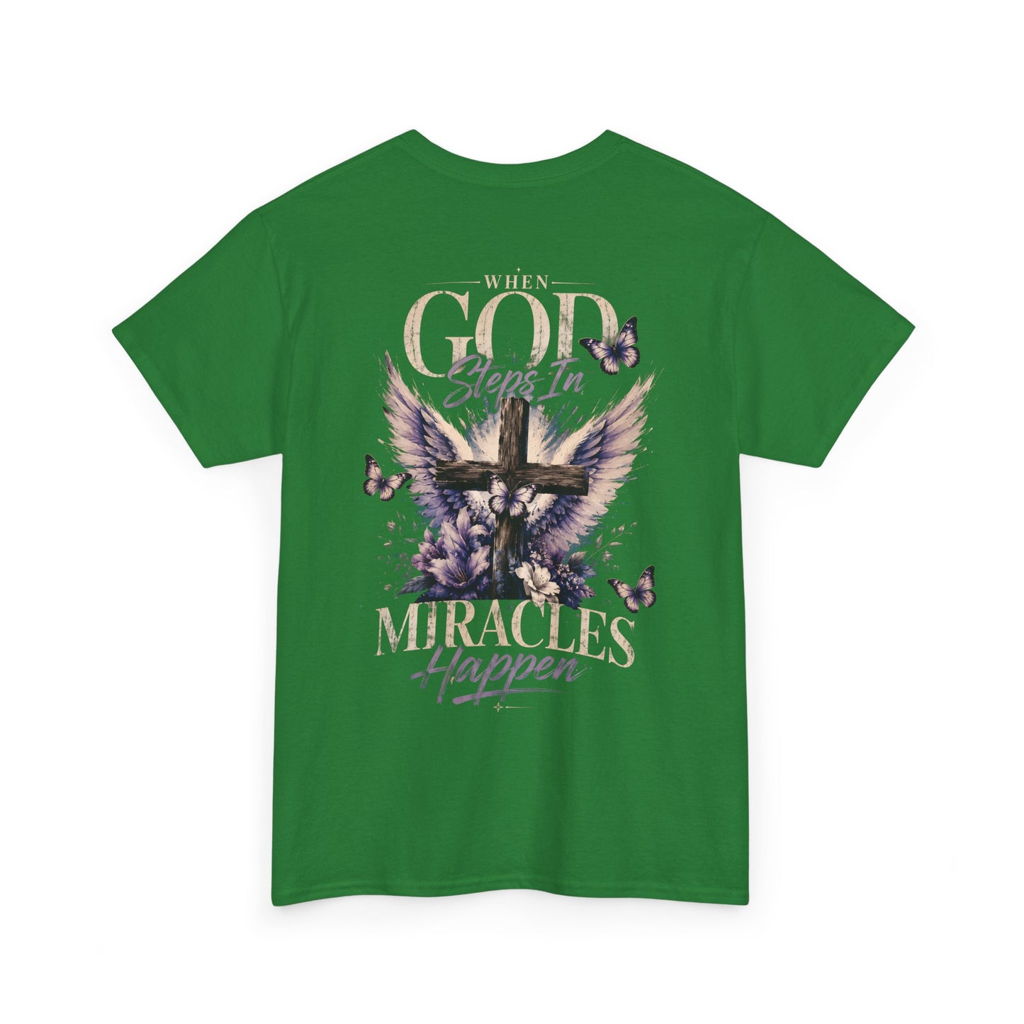 Christian Tee — "When God Steps In" Inspirational Cross T‑Shirt