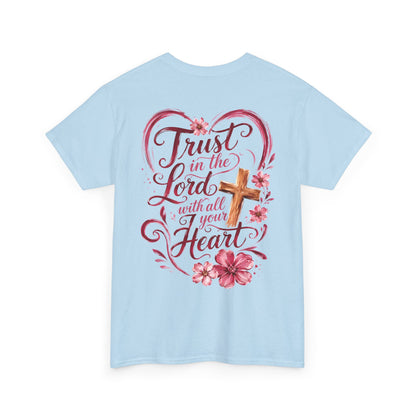 “Trust in the Lord with All Your Heart” Floral Cross Tee