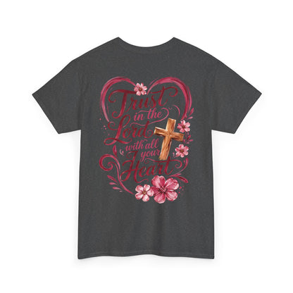 “Trust in the Lord with All Your Heart” Floral Cross Tee