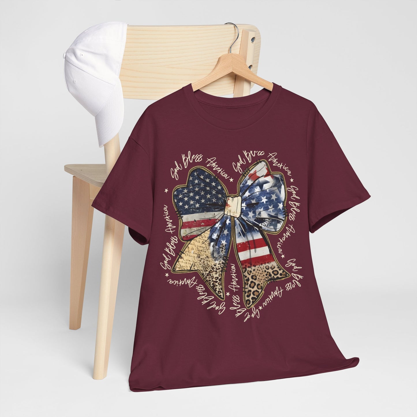 Patriotic American Flag Bow T-Shirt