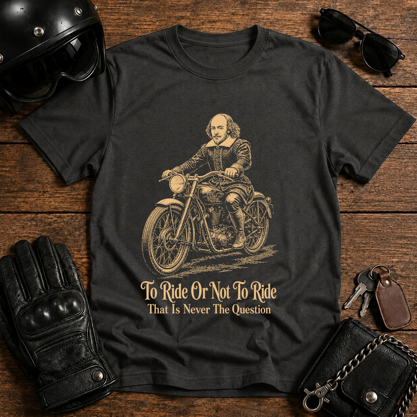To Ride Or Not To Ride" Vintage Literary Biker Tee