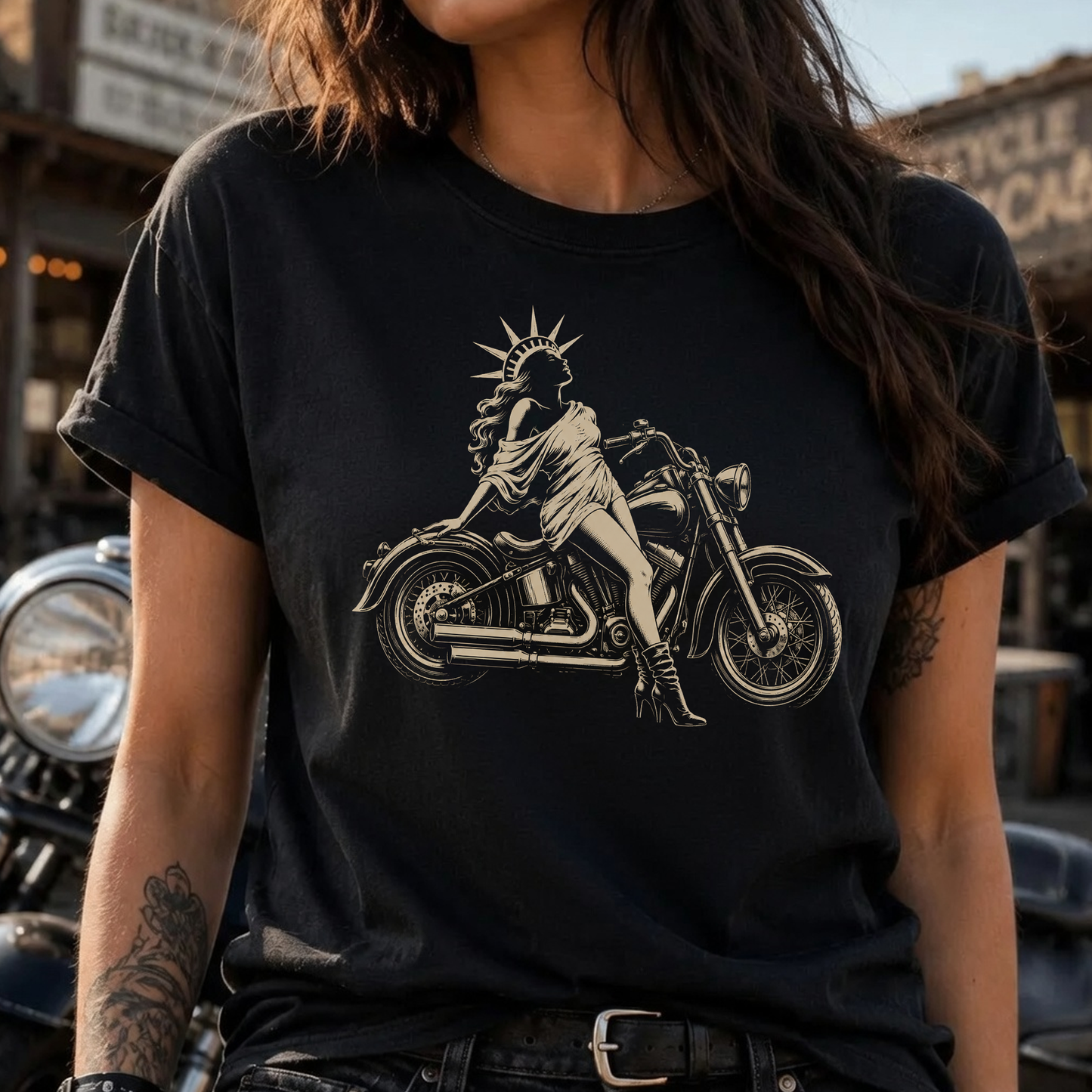 Statue of Liberty Biker T-Shirt