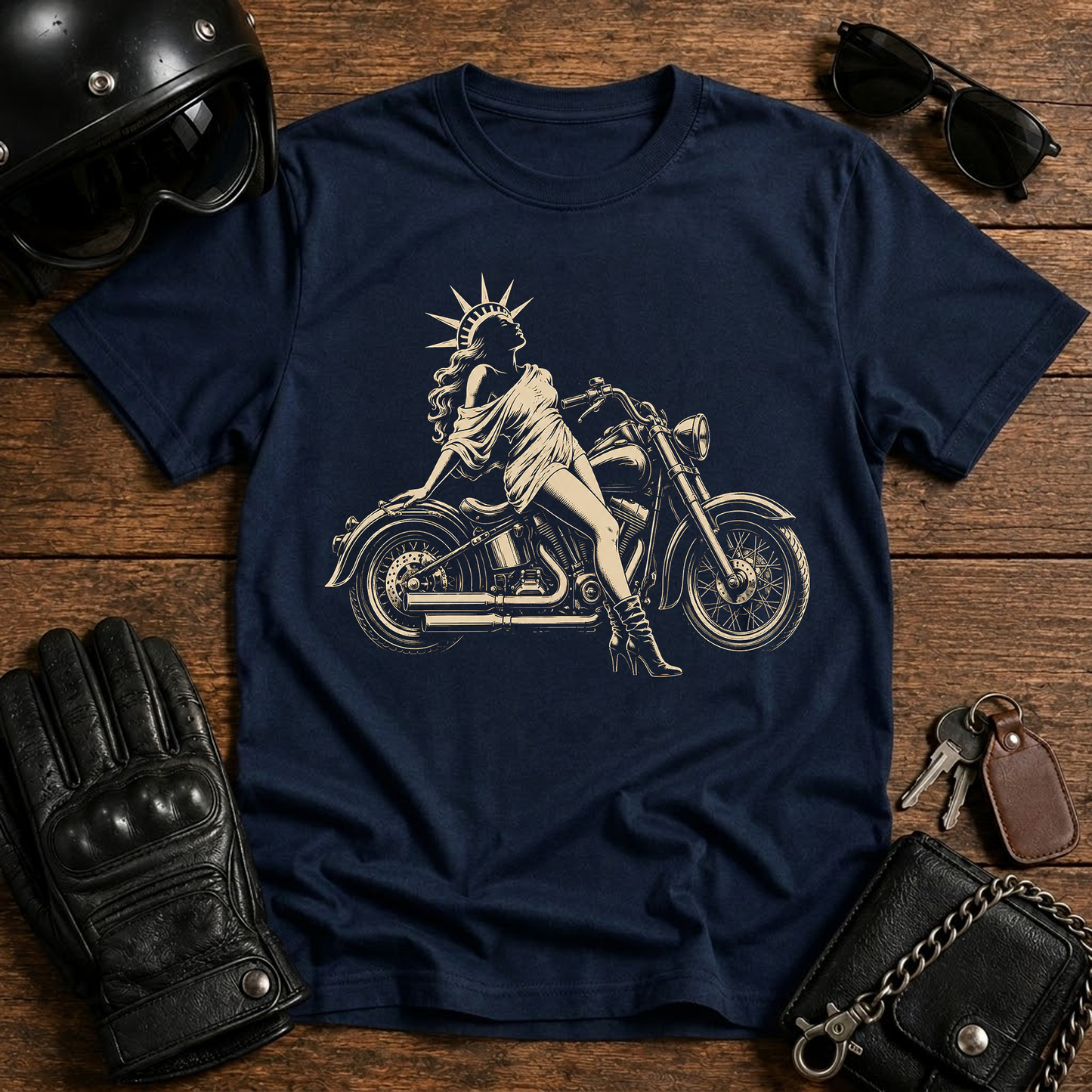 Statue of Liberty Biker T-Shirt
