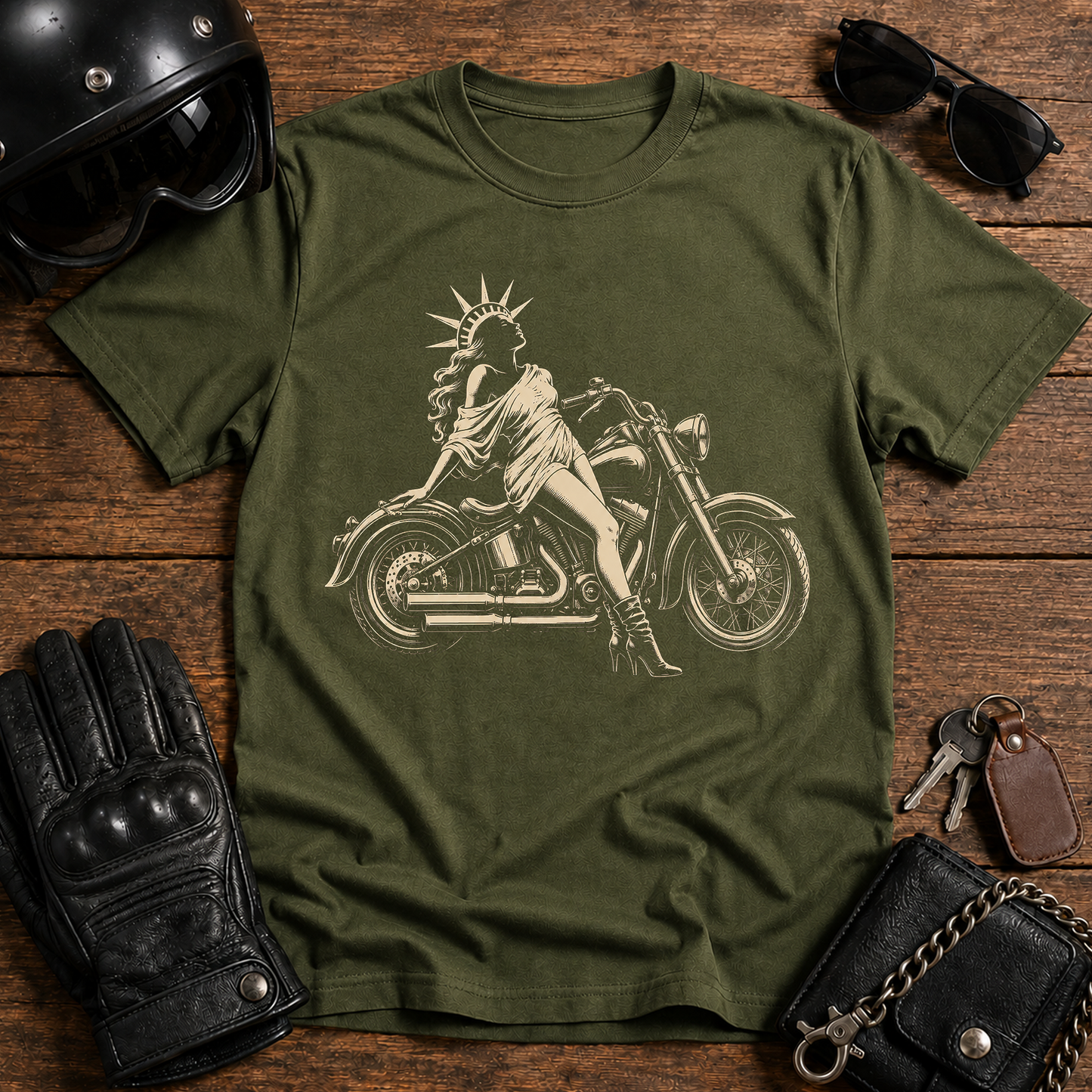Statue of Liberty Biker T-Shirt