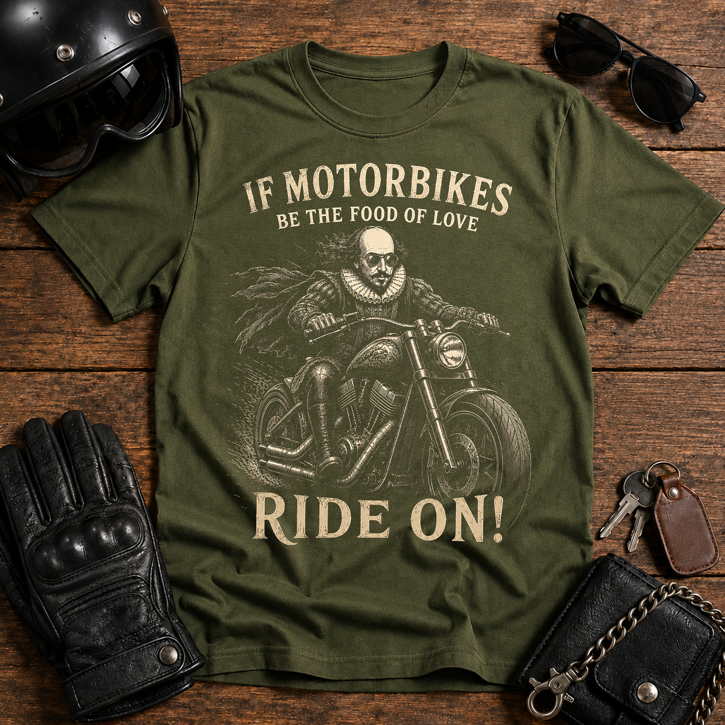 "If Motorbikes Be the Food of Love" Vintage Rider Tee