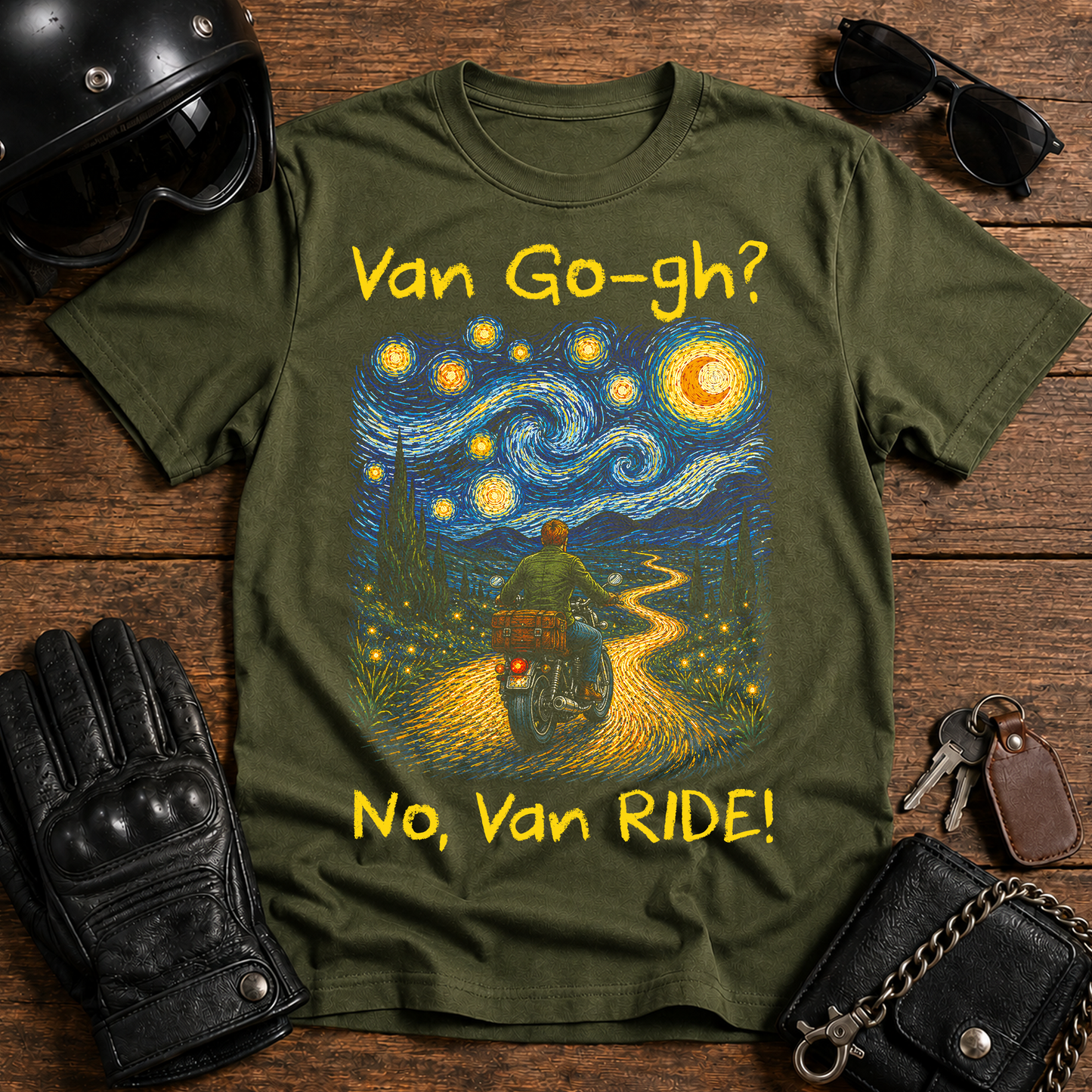 Van Gogh Inspired "Van Go-gh? No, Van Ride" T-Shirt