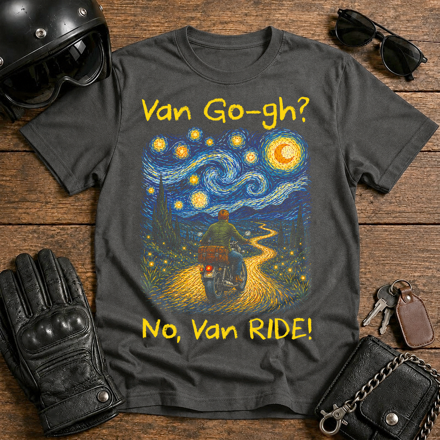 Van Gogh Inspired "Van Go-gh? No, Van Ride" T-Shirt