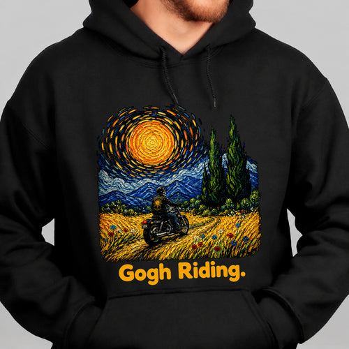 Gogh Riding Biker Van Gogh Art - Hooded Sweatshirt