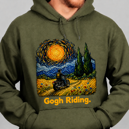 Gogh Riding Biker Van Gogh Art - Hooded Sweatshirt