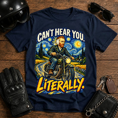 'Can't Hear You, Literally' Van Gogh Motorcycle Graphic Tee
