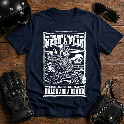 You Don't Always Need a Plan (Beards & Trails Vintage Motorcycle Graphic)