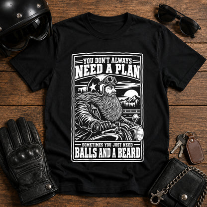 You Don't Always Need a Plan (Beards & Trails Vintage Motorcycle Graphic)