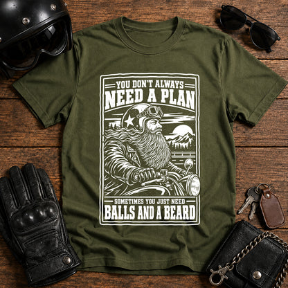 You Don't Always Need a Plan (Beards & Trails Vintage Motorcycle Graphic)