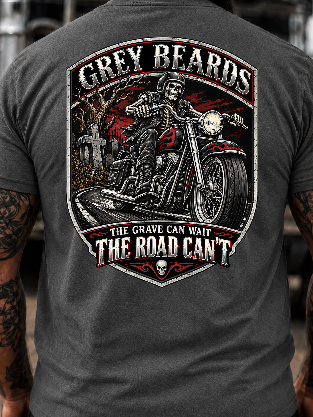 Grey Beards: The Grave Can Wait, The Road Can't T-Shirt