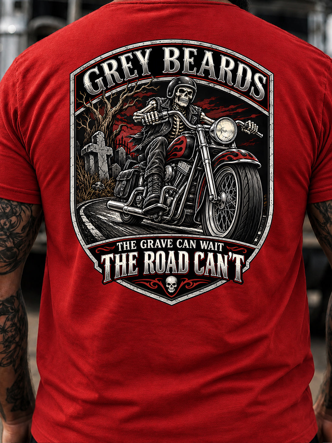 Grey Beards: The Grave Can Wait, The Road Can't T-Shirt