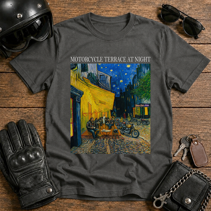 Motorcycle Terrace at Night T-Shirt
