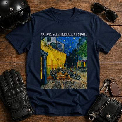 Motorcycle Terrace at Night T-Shirt