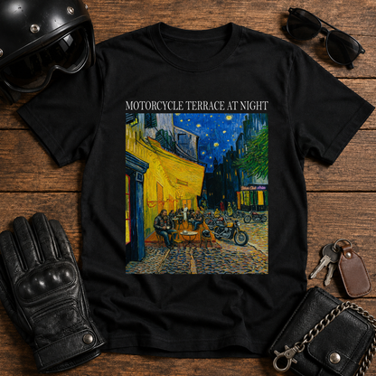 Motorcycle Terrace at Night T-Shirt