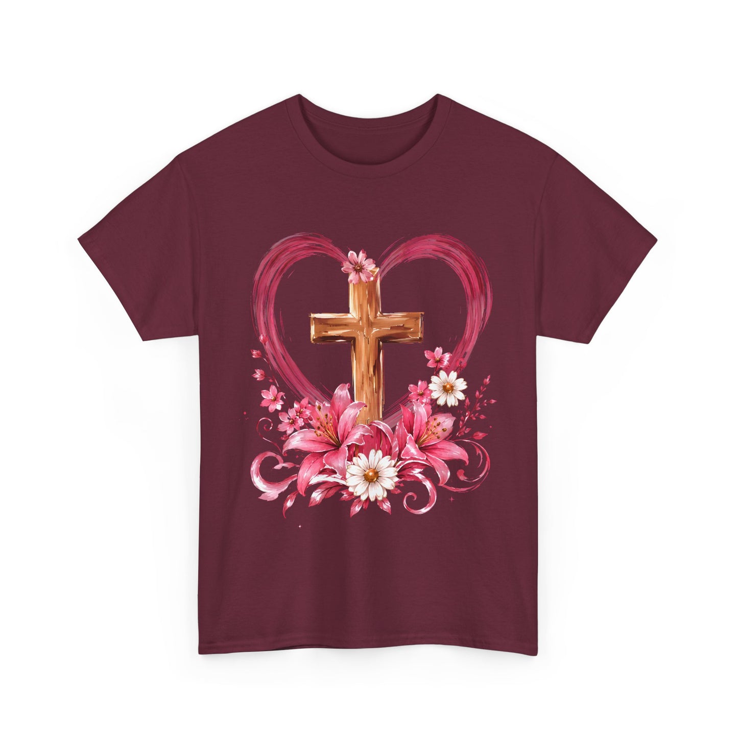 “Trust in the Lord with All Your Heart” Floral Cross Tee