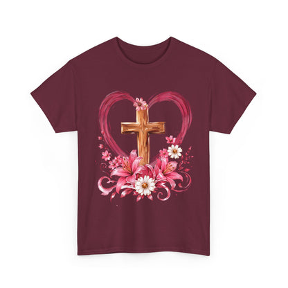 “Trust in the Lord with All Your Heart” Floral Cross Tee