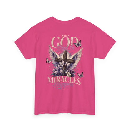 Christian Tee — "When God Steps In" Inspirational Cross T‑Shirt