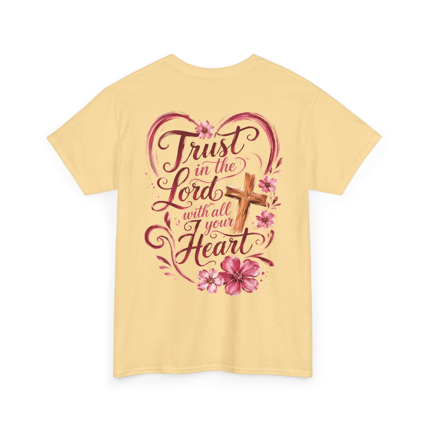 “Trust in the Lord with All Your Heart” Floral Cross Tee